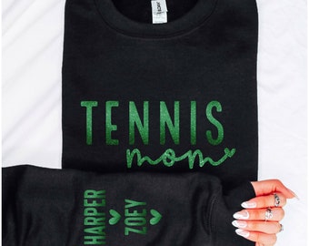 Tennis Mom long sleeve tees, sweatshirts & hoodies with name and number on sleeve