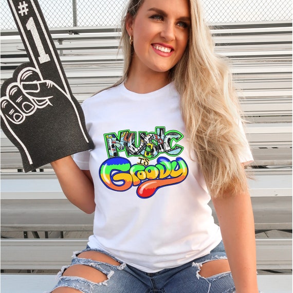Music is groovy t-shirts.