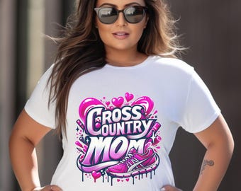 Cross Country XC Mom spirit wear faux airbrushing on short sleeve t-shirts.