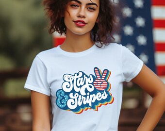 Retro stars and stripes with peace sign t-shirts.