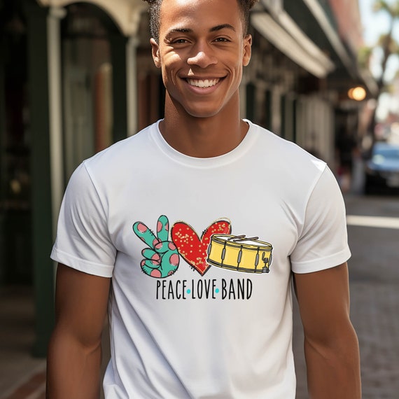 Drummer t- shirts Peace Love Band spirit wear