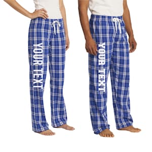 Personalized School Spirit Royal Blue plaid buffalo lounge pants