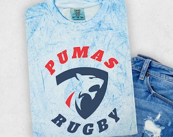 Youth Pumas Rugby Comfort Colors color blast t-shirts.