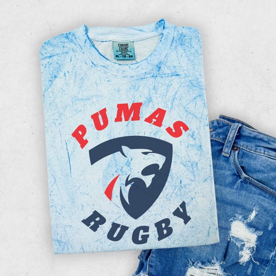Youth Pumas Rugby Comfort Colors color blast t-shirts.