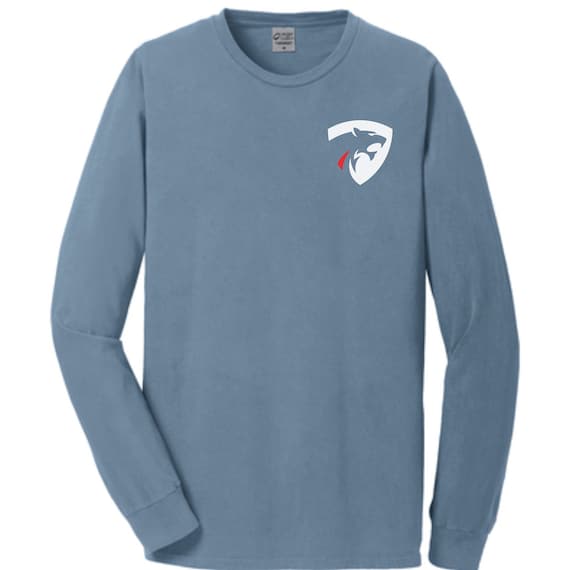 Pumas rugby logo adult Port & Company long sleeve t-shirts.