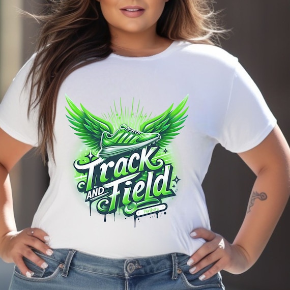 Custom airbrushed track and field spirit wear t-shirts.