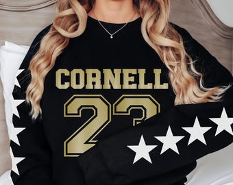 Custom Team Sweatshirt with Name Number & Star Sleeves