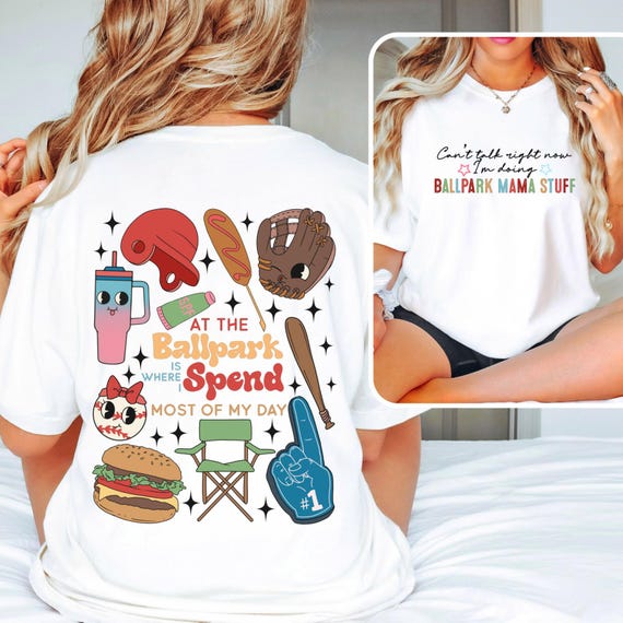 Funny Ballpark Mom T-Shirt: Trendy T-ball Baseball Team Mama Tee