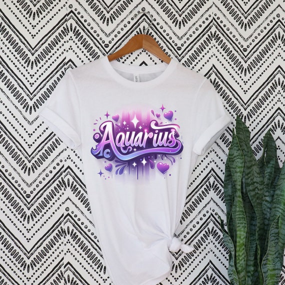 Aquarius faux airbrushed pink and purple t- shirts.