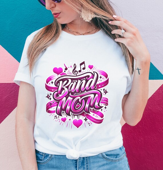 Band mom faux airbrushed t-shirts.