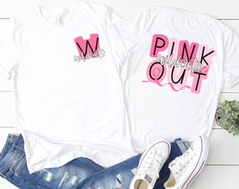 Wildcats football pink out breast cancer ribbon t-shirts.