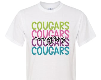 Cougars game day spirit wear t-shirts.