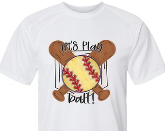 Softball Game Day Let's play ball spirit wear on youth short sleeve or long sleeve t-shirts.