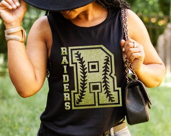 Custom Baseball mascot ladies muscle tank tops with name and number on the back