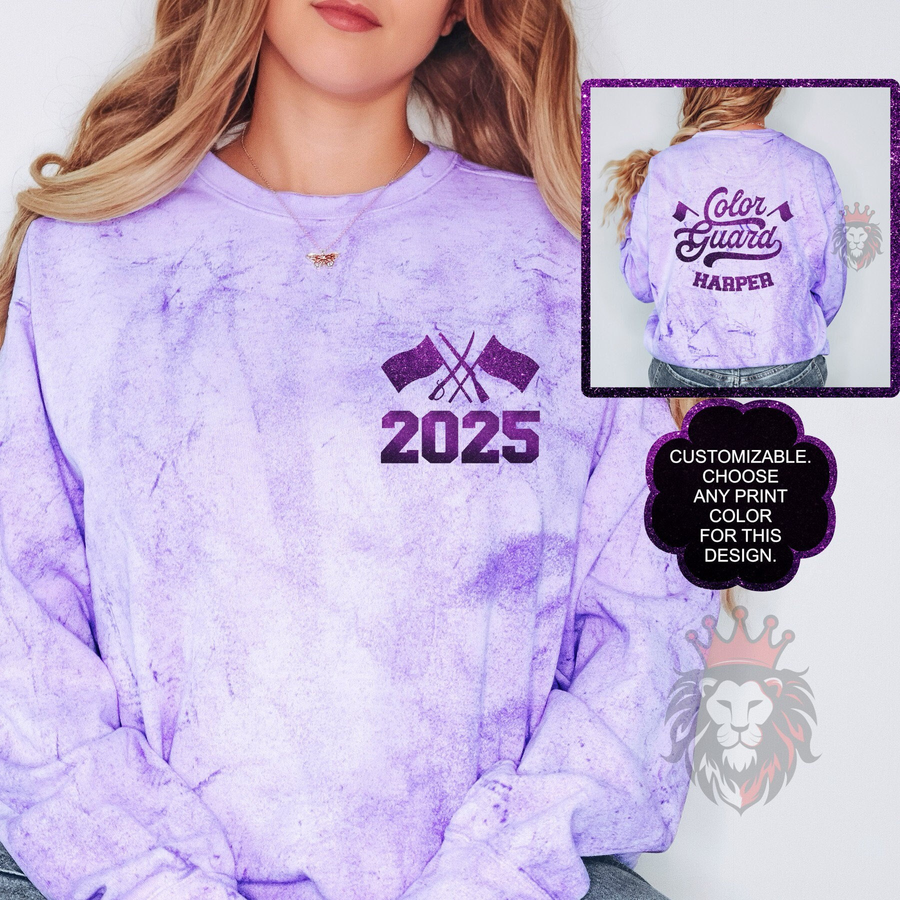 Custom Color Guard Spirit Wear on Comfort Colors Color Blast T shirts and Sweatshirts Etsy