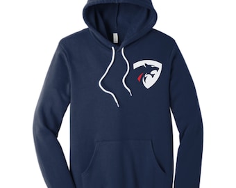 Pumas rugby logo on adult Bella Canvas hoodies.