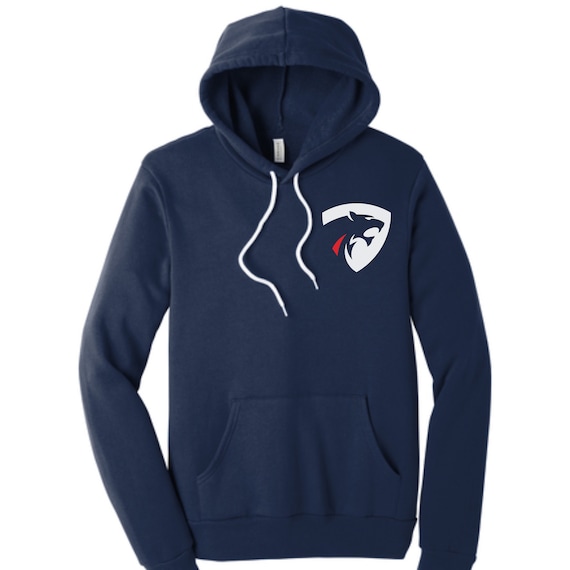 Pumas rugby logo on adult Bella Canvas hoodies.