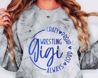 Custom Wrestling Gigi: Match Day Comfort Colors color blast Tees or sweatshirts