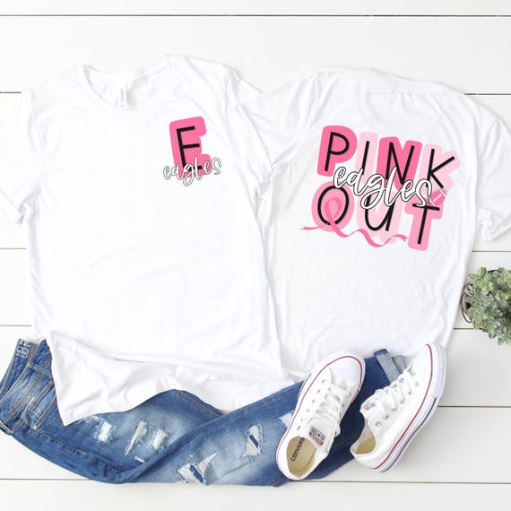 Eagles football pink out breast cancer ribbon t-shirts.