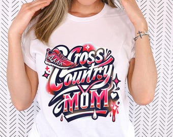 Cross Country Mom airbrushed spirit wear t-shirts.