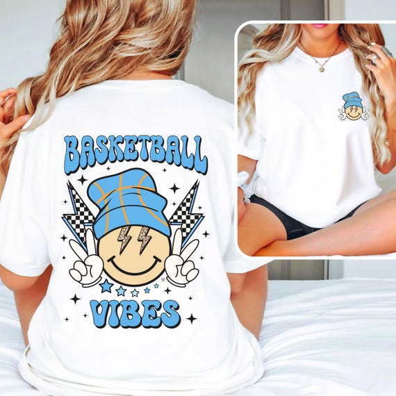 Basketball Vibes smiley face with leopard print lightning bolts shirts for kids and adults.