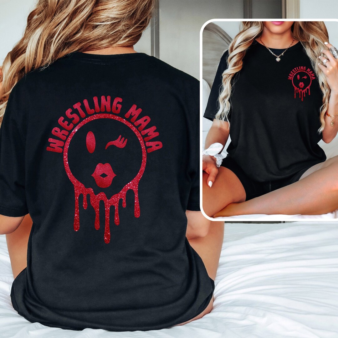 Custom Wrestling Mama Kissing Lips Smiley Face Spirit Wear Shirts