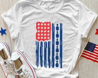 USA bowling flag sweatshirts & long and short sleeve t-shirts.