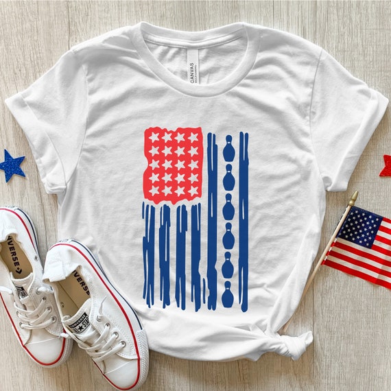 USA bowling flag sweatshirts & long and short sleeve t-shirts.
