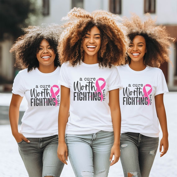 Breast cancer awareness- A Cure worth fighting for pink ribbon t-shirts.