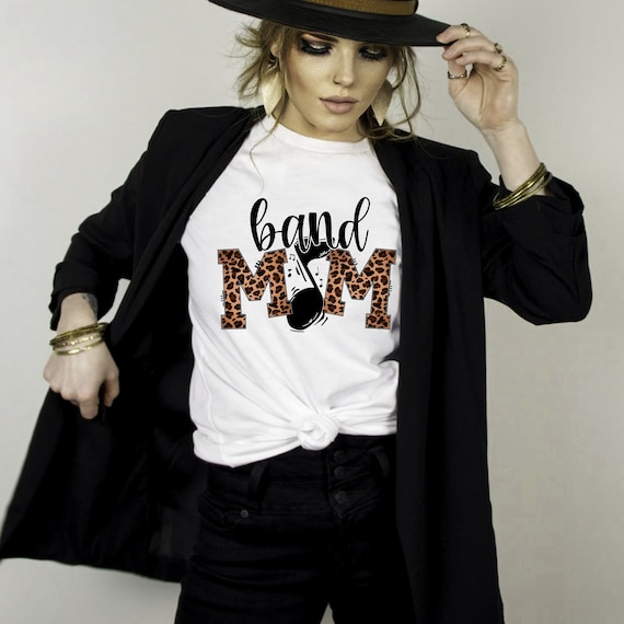 Band Mom leopard print t- shirts.