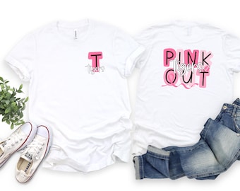 Tigers football pink out breast cancer ribbon t-shirts.