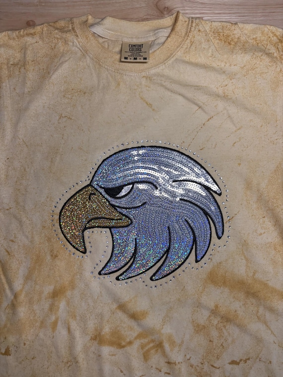 Rhinestones & Sequins Eagle's Spirit Wear on unisex medium citrine Comfort Colors Color Blast t-shirt