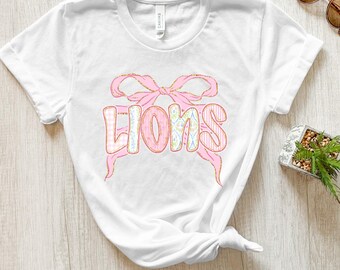 Lions Pink Out Bow T-Shirt: Feminine Spirit Wear