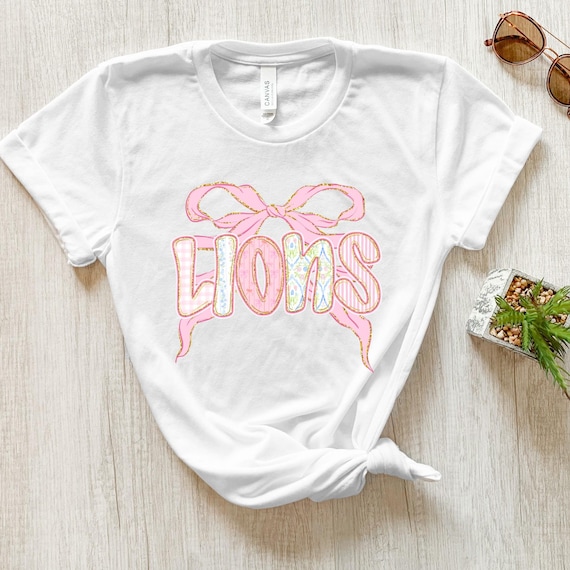 Lions Pink Out Bow T-Shirt: Feminine Spirit Wear