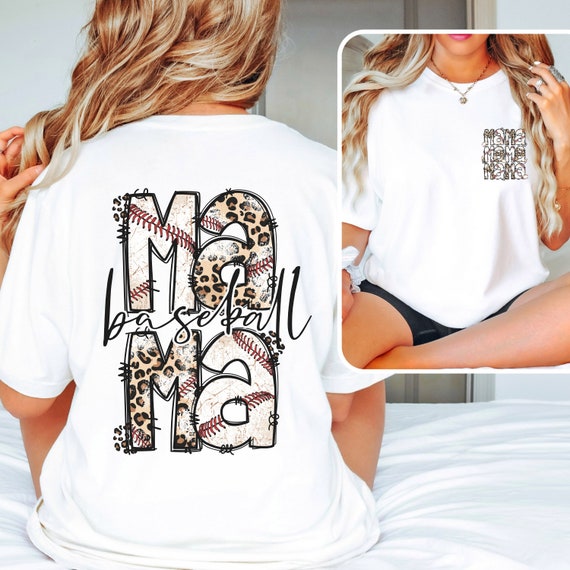 Baseball MAMA leopard print t-shirts.
