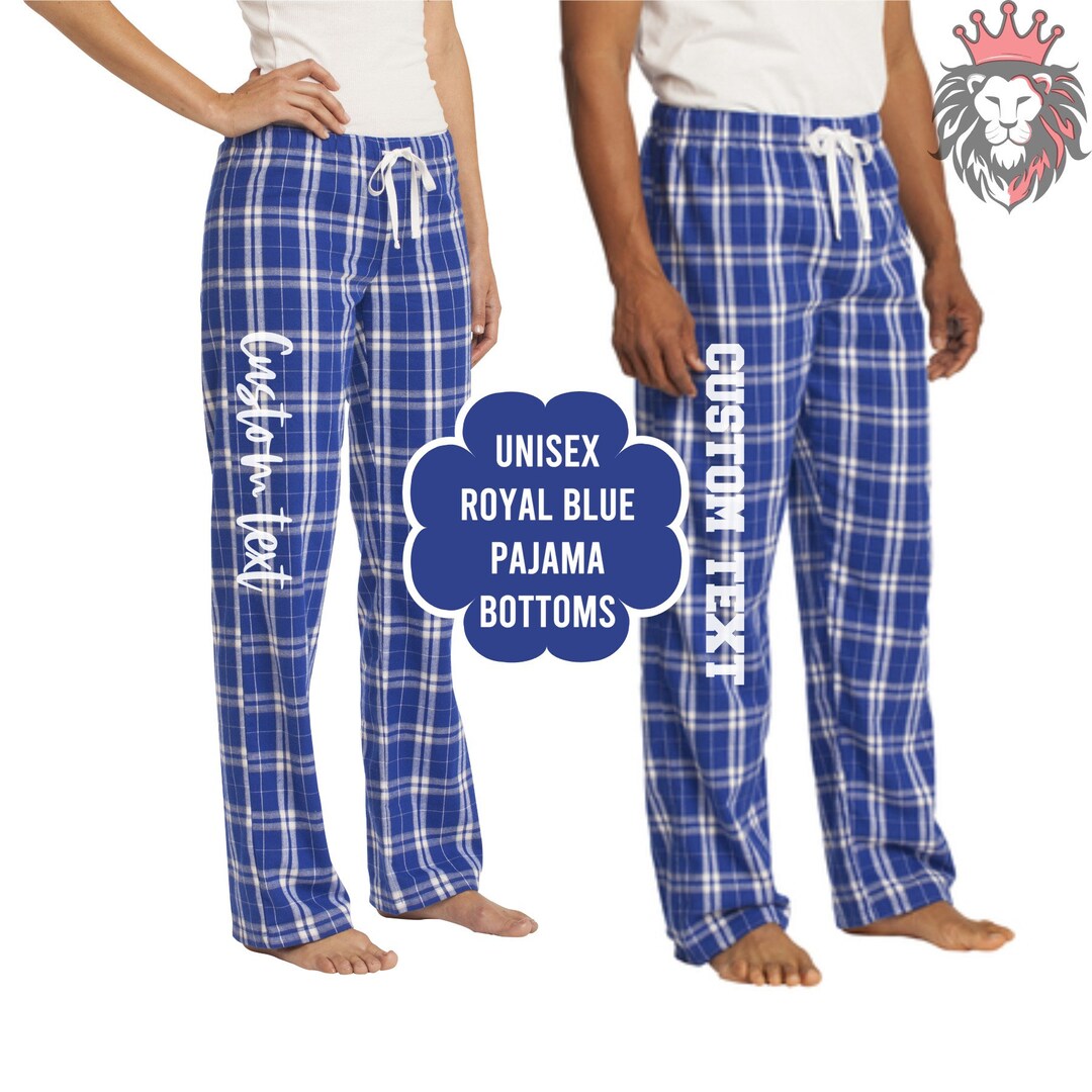 Personalized School Spirit Royal Blue Plaid Buffalo Lounge Pants - Etsy