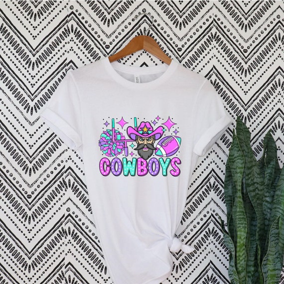 Cowboys football cheerleader pink out t-shirts.