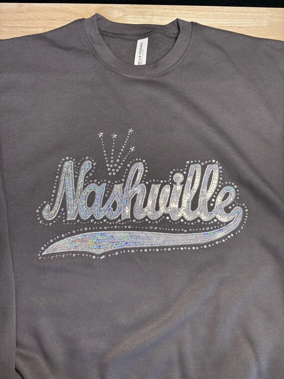 Rhinestones & Sequins Nashville: XS Bella Canvas grey sweatshirt