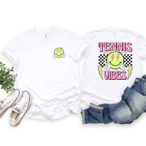 Tennis Vibes smiley face shirts for kids and adult.