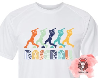 Kid's retro Baseball UPF shirt and long sleeve shirts.