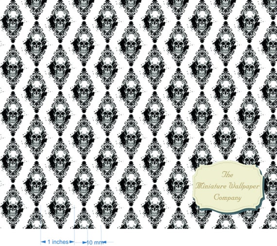Skull Damask Luxury Wallpaper Miniature Wallpaper 170gsm Etsy