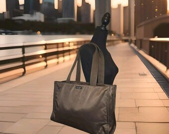 Vintage KATE SPADE New York Brown Nylon Structured Shoulder Hand Bag 14.5x10x5
