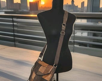The SAK Brown Patchwork Leather Flap Crossbody 11x9x3.5