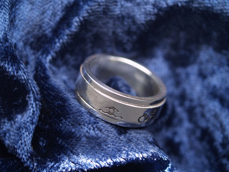Swim Bike Run 70.3 Triathlon Spinner Ring Half Ironman Sterling Silver Unique Athlete Gift