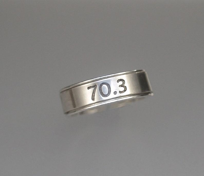 Swim Bike Run 70.3 Triathlon Spinner Ring Half Ironman Sterling Silver Unique Athlete Gift
