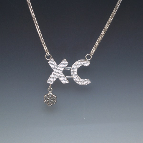 Sterling Silver Cuttlebone Cast Cross Country Ski Pendant - XC Ski - Nordic Skier Gift - Skate Skier Gift - OOAK Skier Pendant