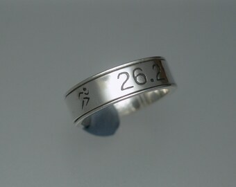 Marathon Spinner ring - 26.2 - Sterling Silver - Unique Athlete Gift - Finish Line Gift - Training Inspiration