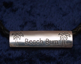 Sterling Silver "Beach Bum" Leather Bracelet - Palm Trees - Salt Life