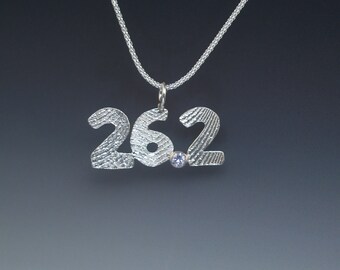 Cuttlebone Cast Sterling Silver 26.2 Pendant – Marathon Runner Gift