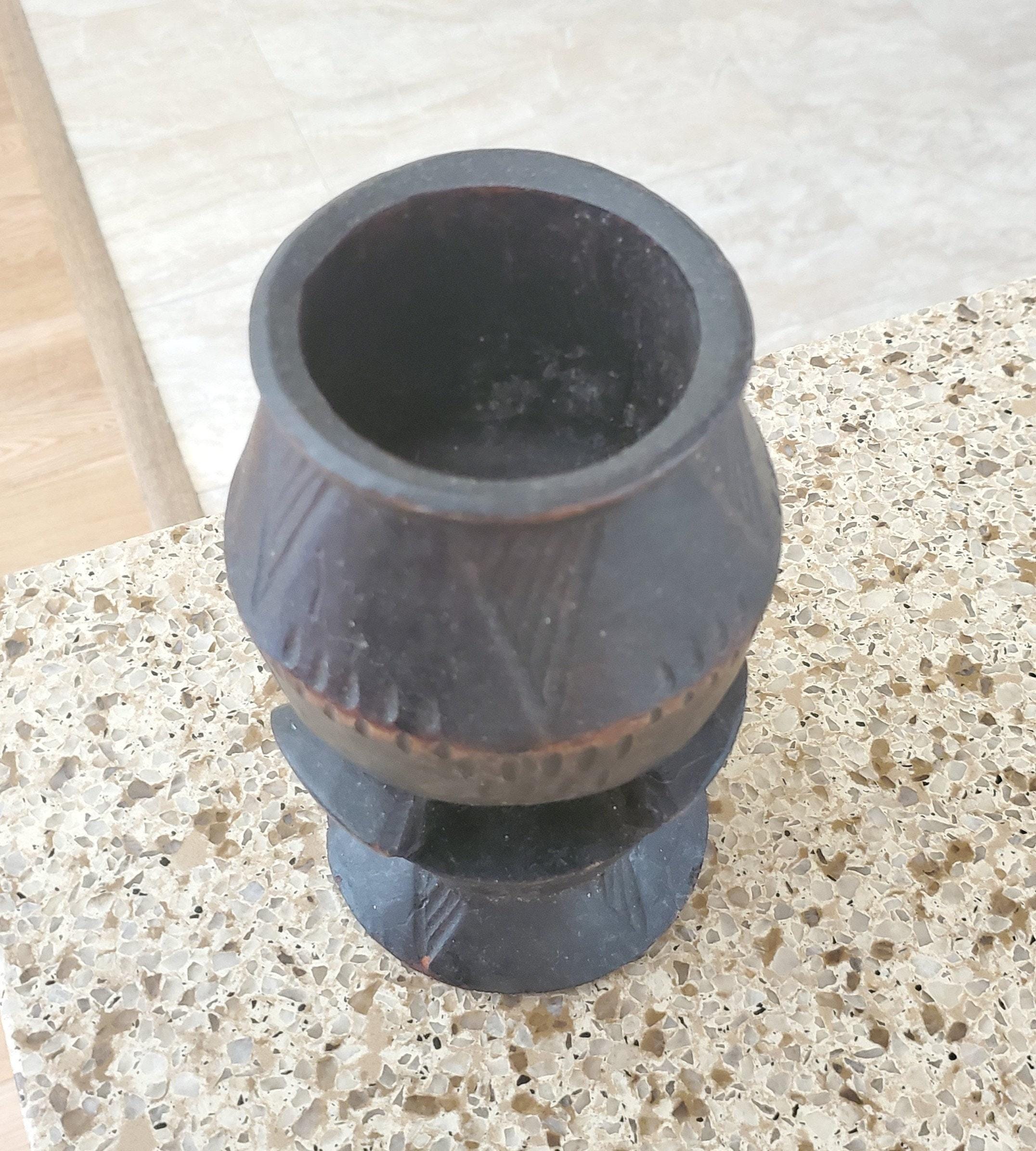 エチオピア彫刻20世紀初頭の精巧に彫刻された木製カップ、アフリカの